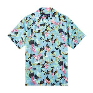 Patagonia rare organic cotton hemp multicolour tropical bird storke shirt M's XL